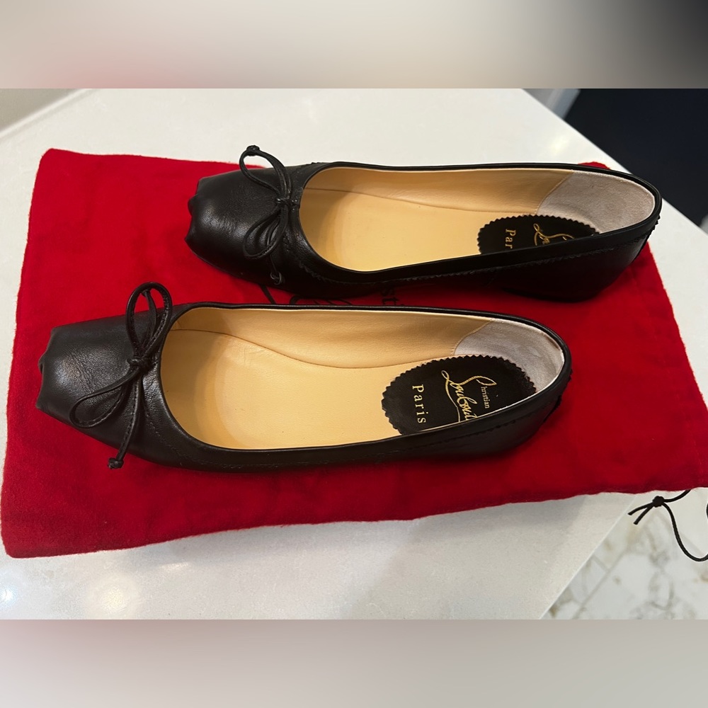 Louboutin Mamadrague Napa Bow Ballerina Flats